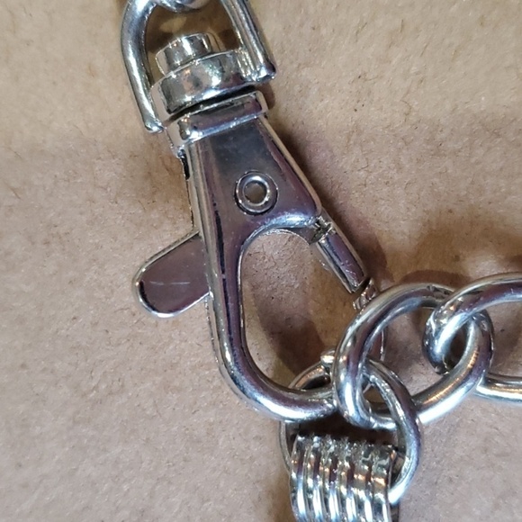 Silver Boho metal chain rectangle belt 36 inches long Hanging clasp - Picture 3 of 6